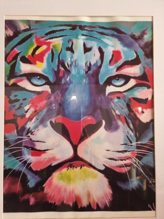 Quadro leão colorido