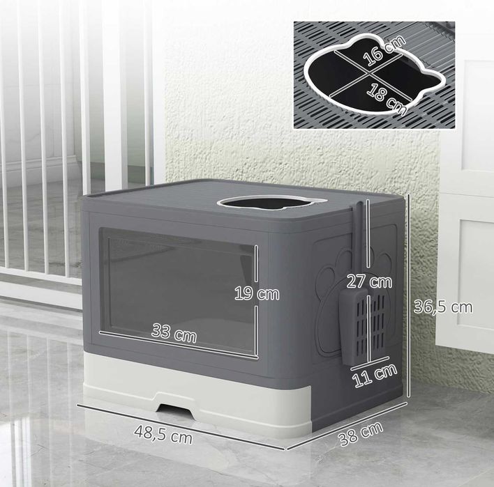 Kuweta dla kota z drzwiczkami z górnym wyjściem system "Clean Floor"