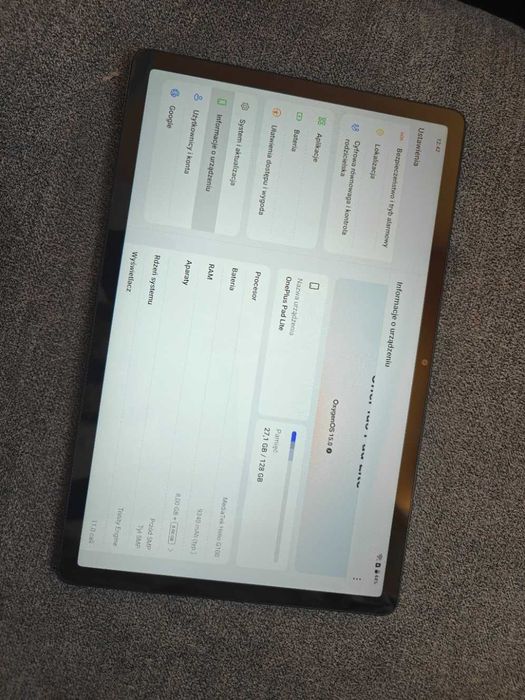 Tablet OnePlus Pad Lite 8/128GB LTE/SIM niebieski - stan Idealny. Bateria 9340 mAh