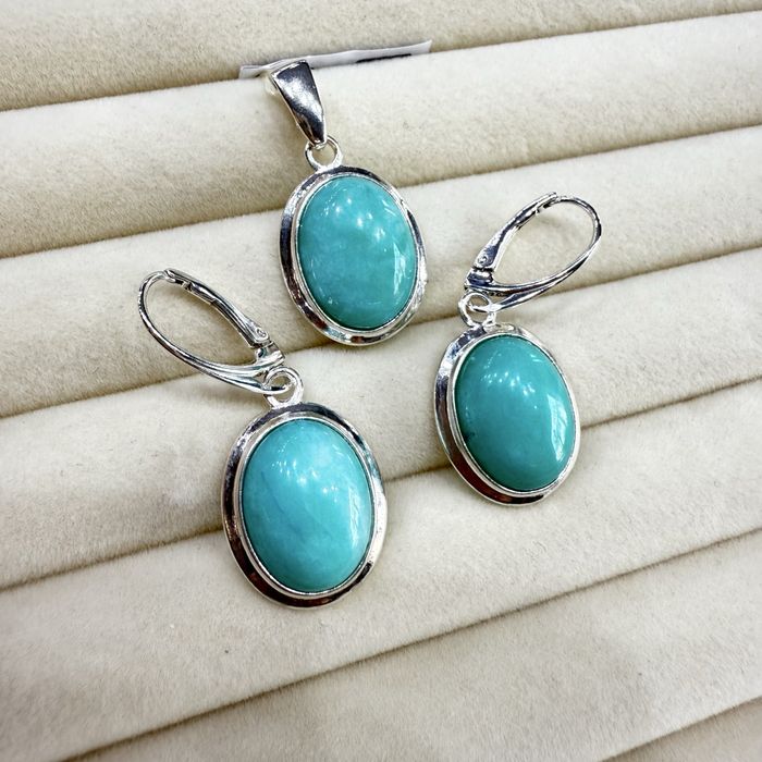 Srebrny komplet z kalcedonem - nowy