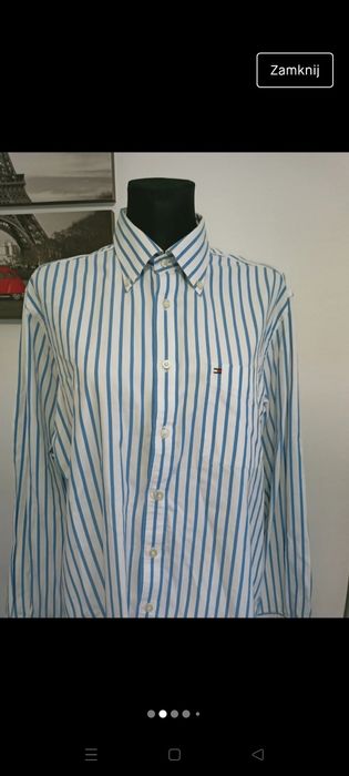 Koszula męska Tommy Hilfiger biała w paski TH  M 38 biała casual biuro