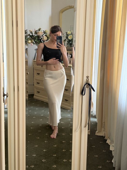 Спідниця атласна,  біла,  ZARA