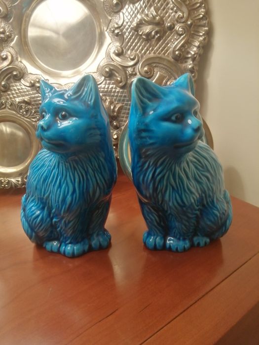 Par gatos porcelana chinesa
