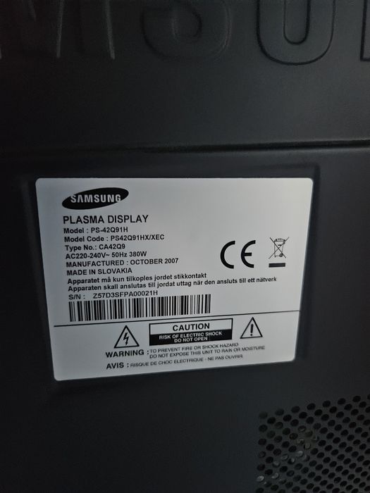 Telewizor samsung  plazma  42" PS-42q91h