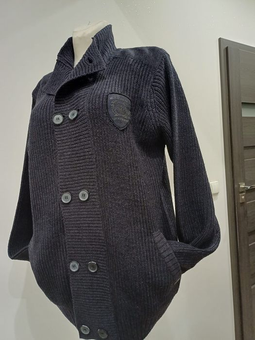 Męski sweterek dwurzędowe guziki Premium MZGZ Black rozm 2XL.