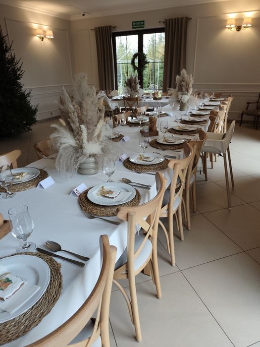 Świecznik ze strusimi piórami, dekoracja stołu, boho, pampasy, stojak