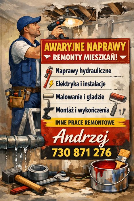 Andrzej Złota Rączka,  remonty, usuwanie awarii