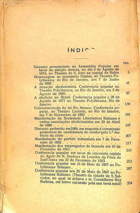 "Discursos e Conferencias" de Conselheiro Ruy Barbosa [Raro]