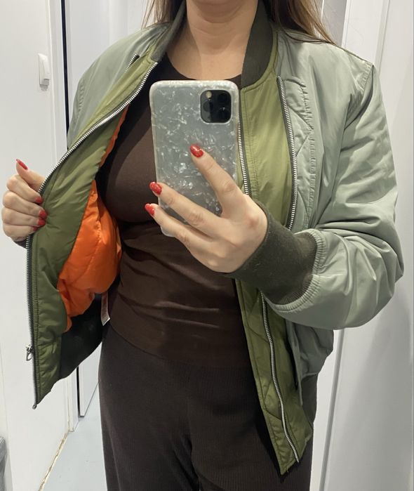 Zielona khaki kurtka bomberka flek Asos m-l Unisex