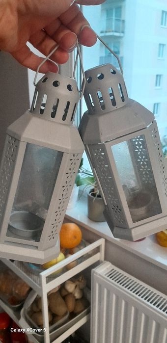 LAMPION Latarnia LATARENKA na tealighta 22 cm metalowa SREBRNA IKEA EN