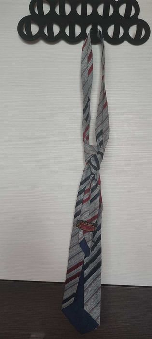krawat meski szaro-granatowy