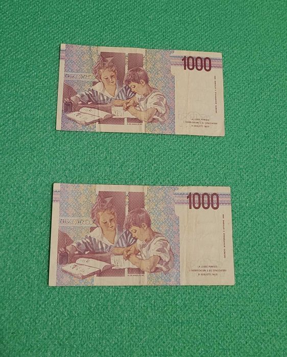 Банкнота 1000 лір 1990 рік, Італія