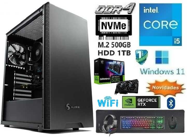 Pç Gamer 12ªG|i5-12400|4.4G|16G| NVMe512+HDD500|RTX5060-8G|Wifi+BT|W11