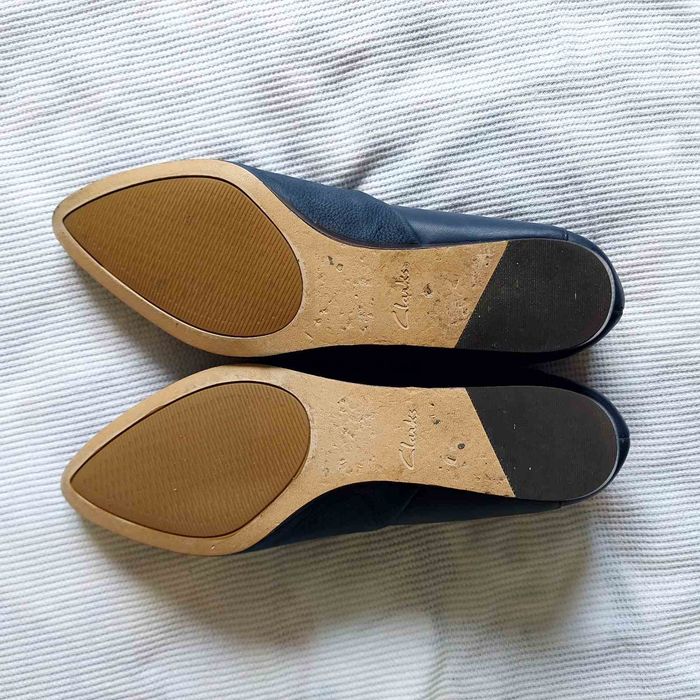 Туфли-слипоны Clarks, кожа, размер  41.5, темно-синие.