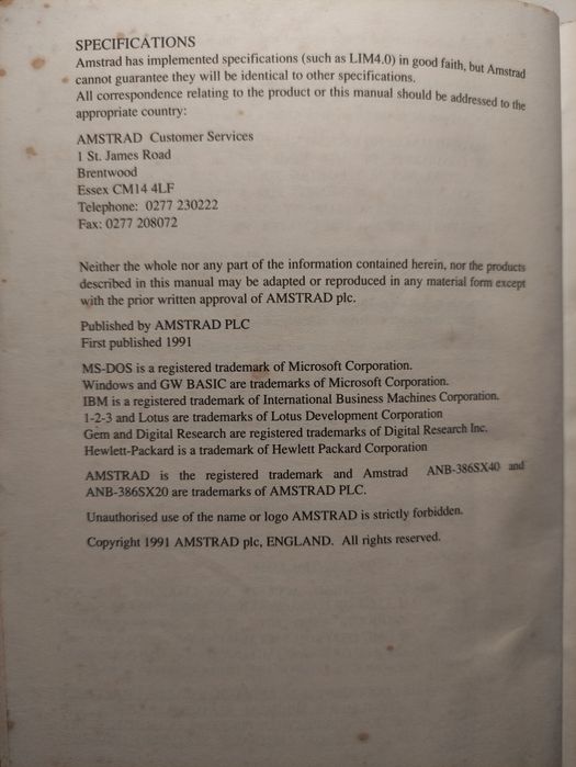Manual AMSTRAD 1991 Microsoft MS DOS
