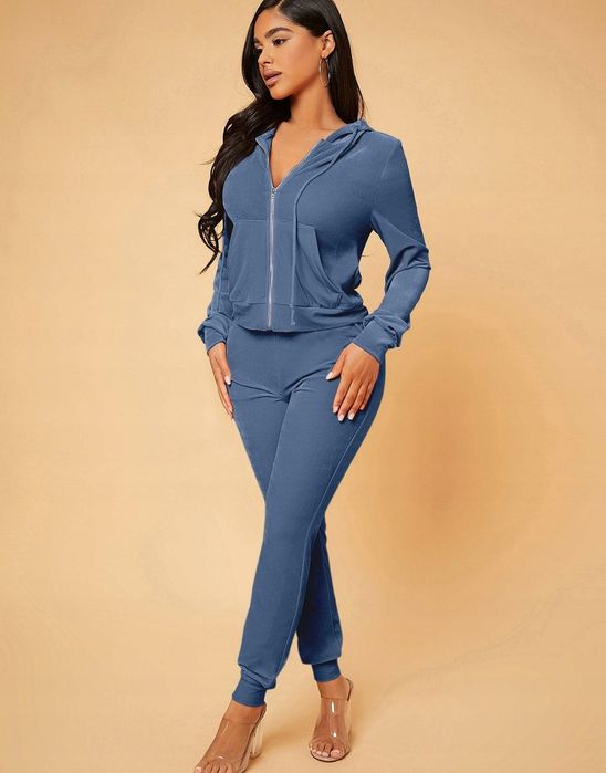 Spodnie Dresowe Welurowe Niebieskie Shein S 36