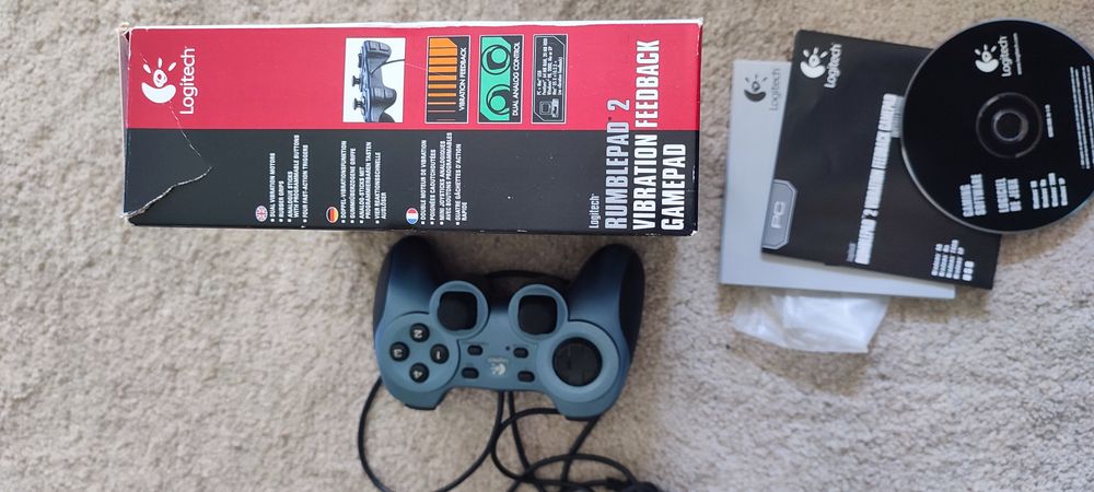 Gamepad Logitech Rumblepad 2  USB + Caixa + CD