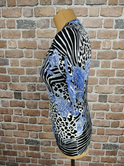 Cache damski wzorzysty sweter krótki rękaw rozm. S