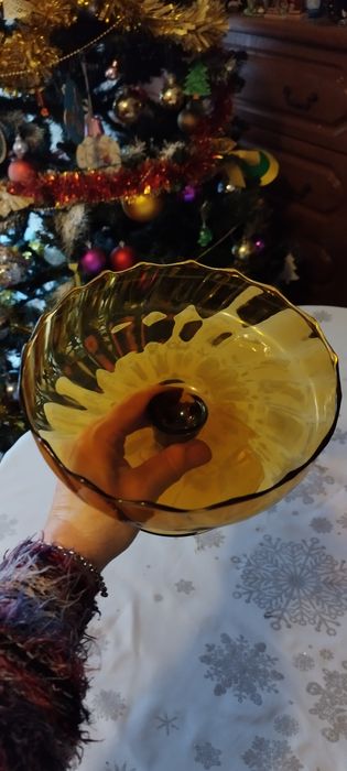 Patera szklana miodowa