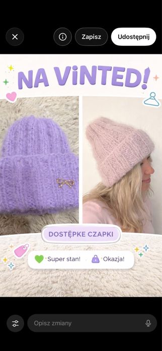 Recznie wykonana czapka z naturalnych włókien