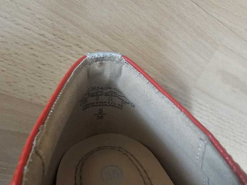 Sneakersy skórzane Caprice 38(24,5cm) czerwone