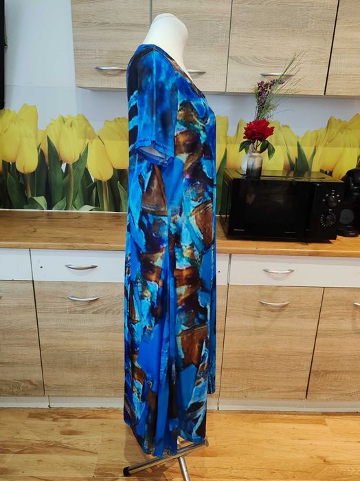 Lekka śliczna niebieska sukienka midi rozmiar ok 44 poliester