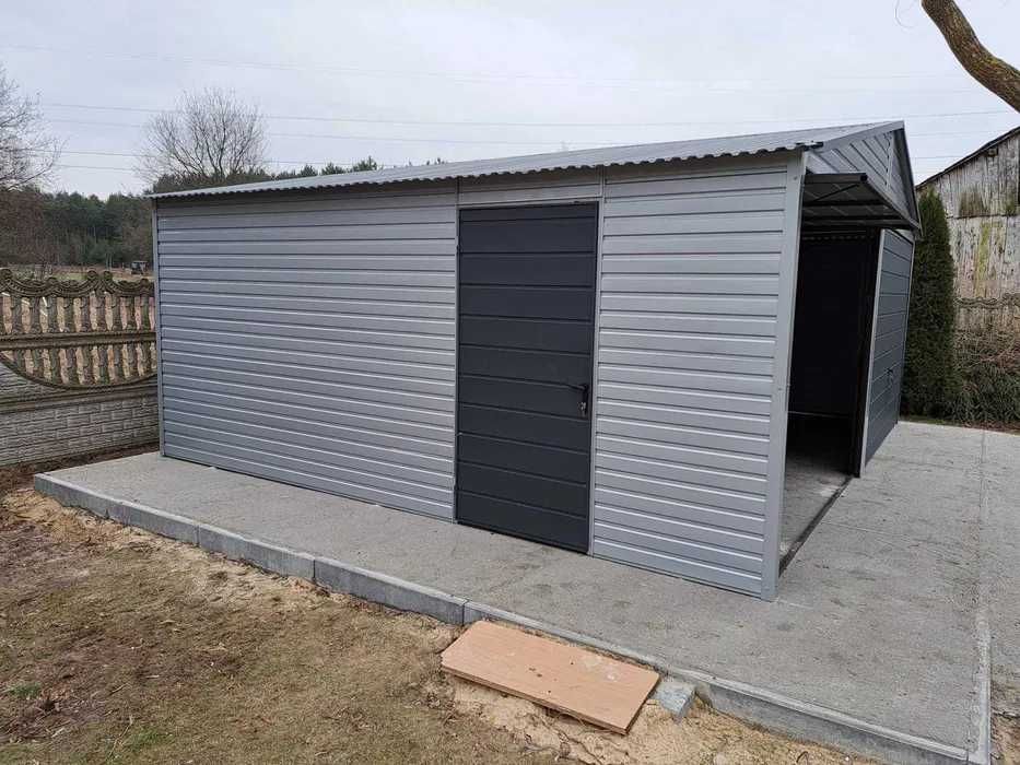 Garaż PREMIUM 6x6 dwuspad Blaszak Schowek Drewnopodobny Kolor Wymiar