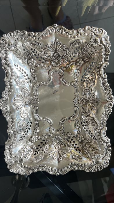 Антикварный поднос-тортовница серебро 925