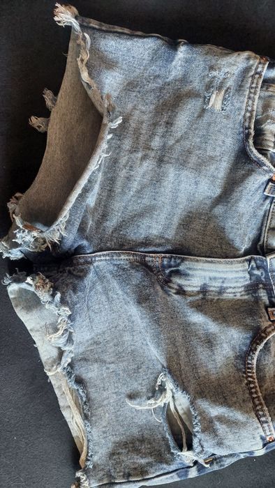 Szorty Primark 40/L wysoki stan poszarpane jeans denim na lato