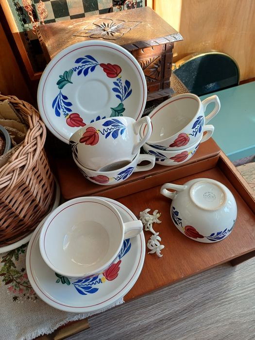 Boch Belgium la louviere filiżanki spodki zestaw kawowy