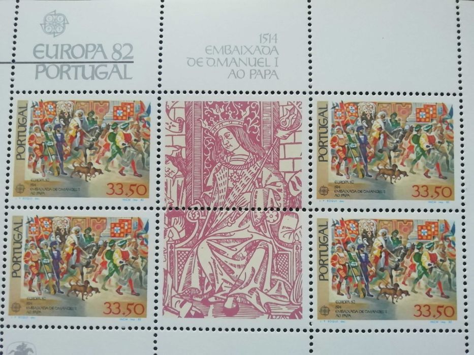 Bloco nº44 Europa-Portugal 1982 Embaixada de D. Manuel I ao Papa