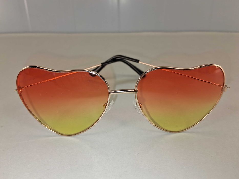 W024 Okulary Przeciwsłoneczne Serduszka Damskie Lenses Orange Yellow