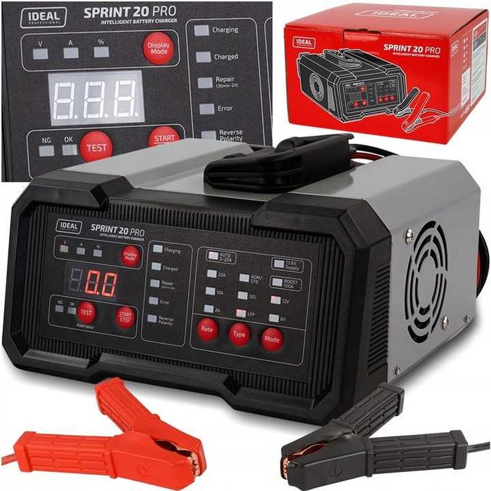 Prostownik 6/12V 20A SPRINT PRO AGM EFB Start/Stop, Żel, LifePo4, STD