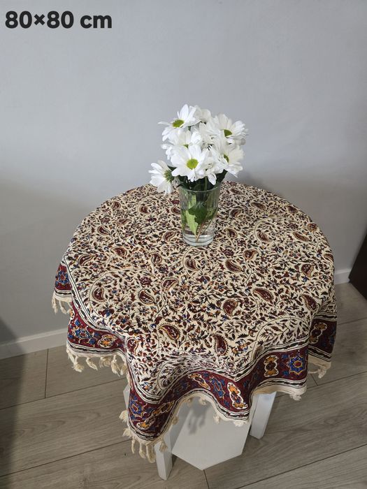 Toalha Decorativa Ghalamkar 80×80 cm – Artesanato Persa | 20 €