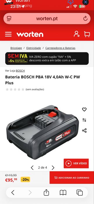 Bateria BOSCH PBA 18V 4,0A