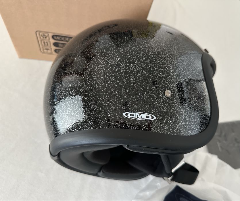 Capacete Aberto DMD Retro Vintage Glitter Black XL NOVO