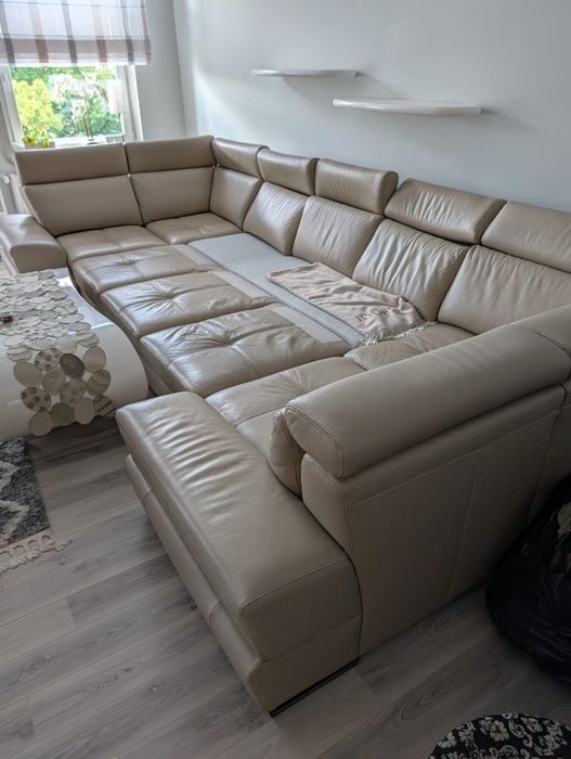 Narożnik/Sofa  skóra z funkcją spania