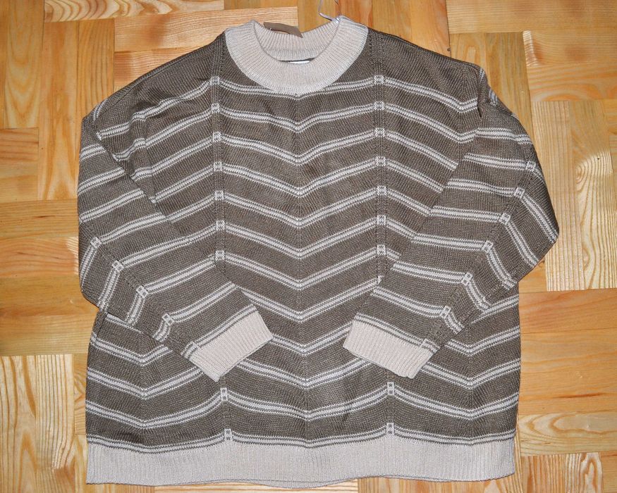 8^ Bonprix ciepły elegancki sweter w paski  52/54