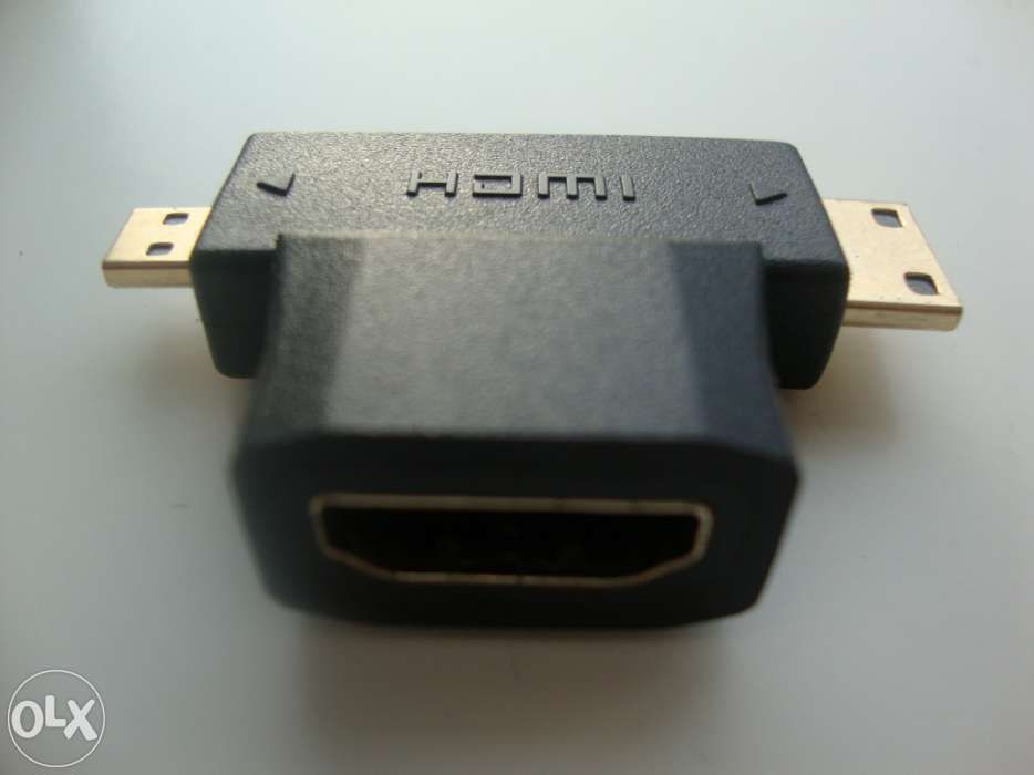 Adaptador hdmi fêmea em T por mini hdmi e micro hdmi