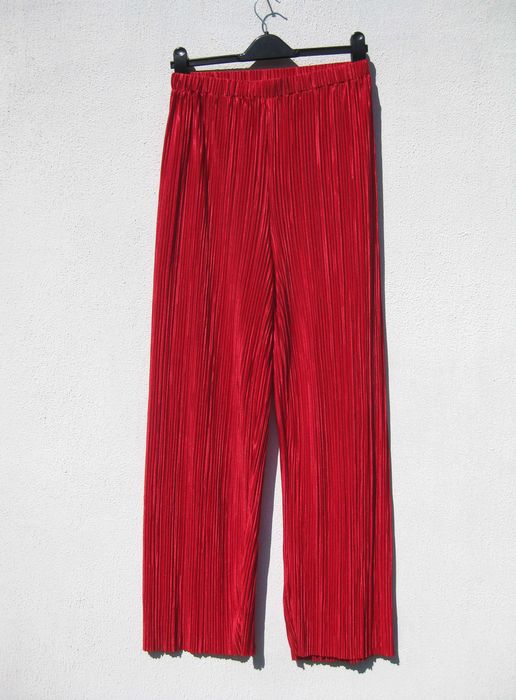 Красный летний костюм плиссе топ и брюки Shein M L