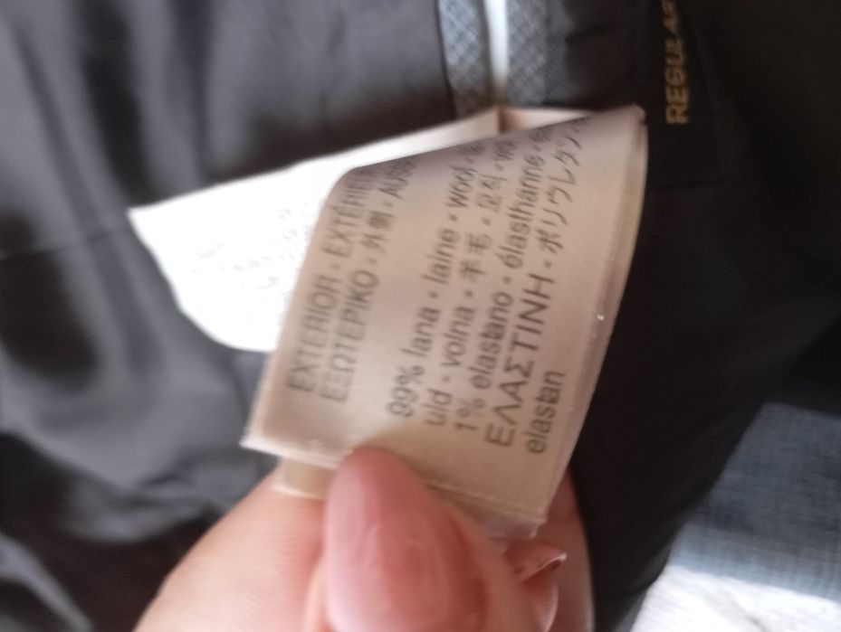 MASSIMO DUTTI 54R wełniana marynarka jasno szara w drobną kratkę