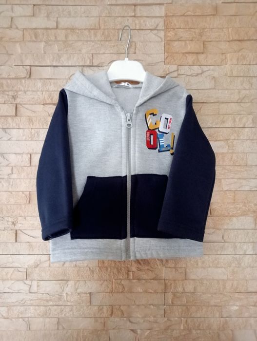 Bluza, bluzka chłopięca, szara, granatowa, na zamek, Pepco, r. 86