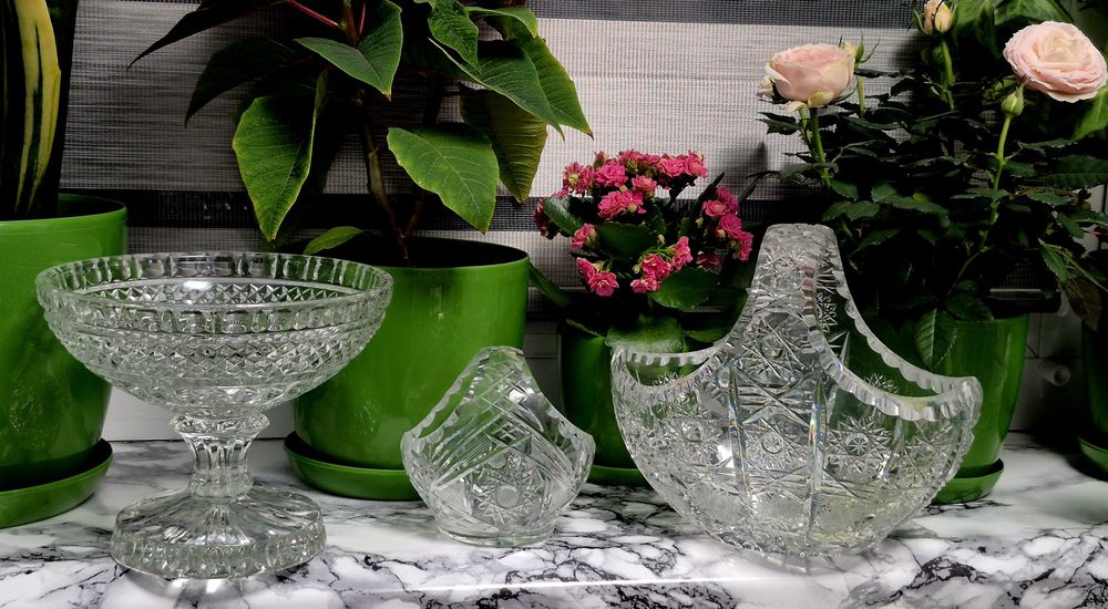 Хрустальные конфетницы корзинки