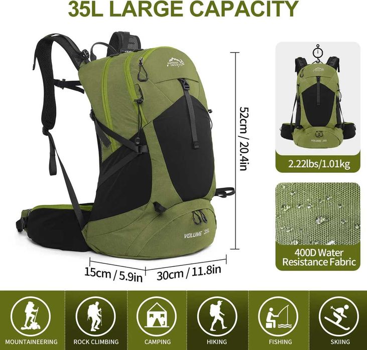 Спортивный рюкзак Inoxto 35 л (новый) с накидкой от дождя