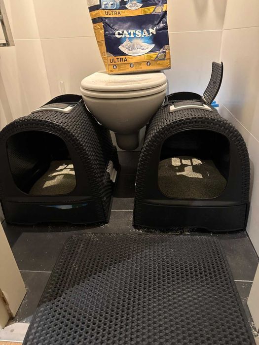 Nowoczesna kuweta dla kota kot dom zwierzęta ciemna duża rattan