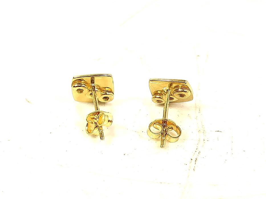 Złote kolczyki KWADRATY CYRKONIE 585 1,55G SZTYFT