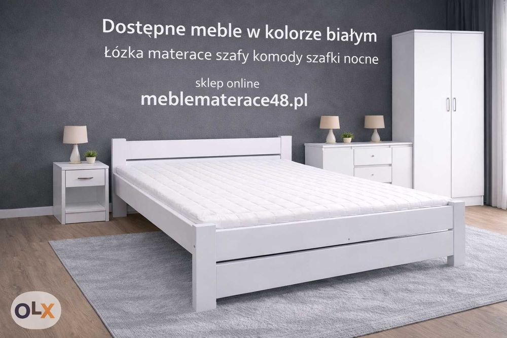 Łóżko białe Rama + Stelaż bez materaca 160x200