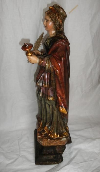 Figura Santa Luzia Madeira Policromada Séc XVII