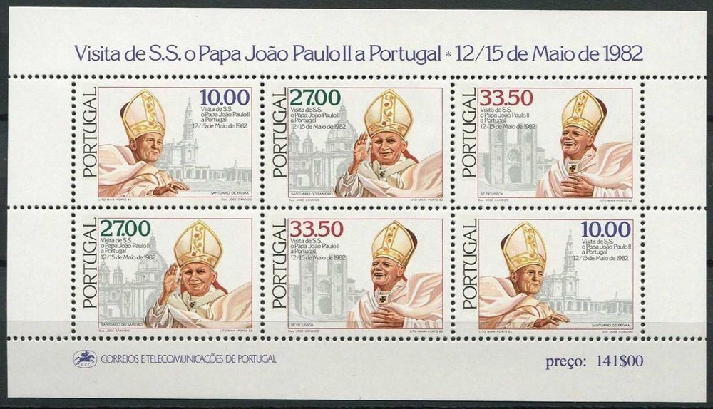 Selos Portugal 1982-Bloco nº 48 João Paulo II Novo Soberbo