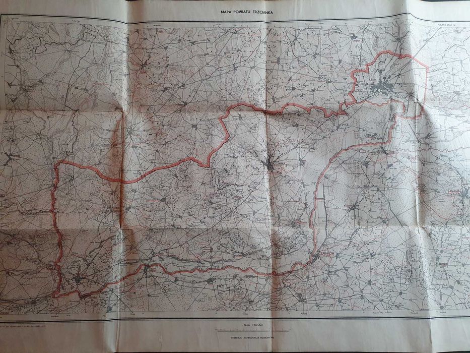 Mapy powiatowe 1960r na płótnie  Trzcianka Chodzież Czarnków 57 x 92